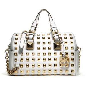 Micheal Kors white and gold studded purse