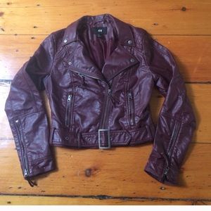 beautiful, purplish, burgundy faux leather coat