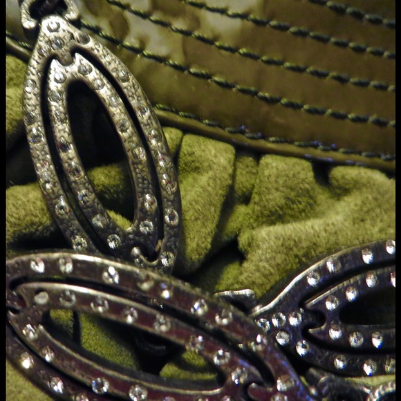Malandrino Couture Green Suede & Jewel Handbag EUC