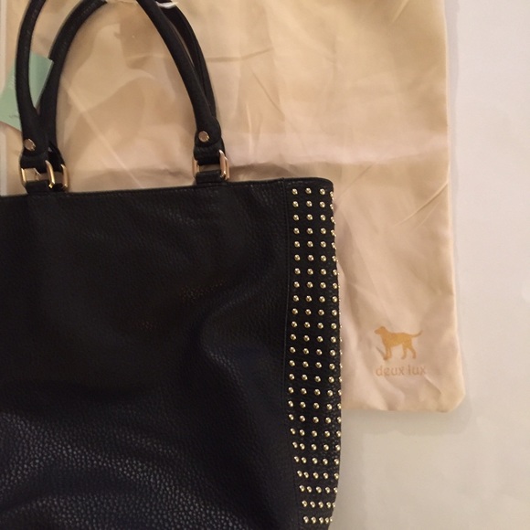 🎉sold🎉Black leather gold studded tote - Picture 4 of 4