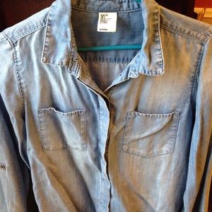 Blue chambray shirt. Denim shirt