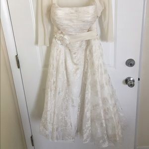 NWT Galina Short Organza Wedding Gown & Sash Sz 12