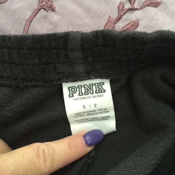 VS PINK Black Velour Sweat Pants Size Small - Picture 3 of 3