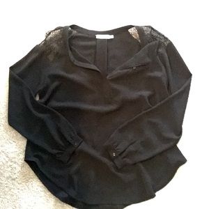 Black blouse with lace detail