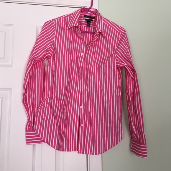 Pink and white striped Ralph Lauren button up