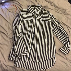 Sale Oversized Striped Button Down Boyfriend Shirt