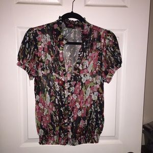 Sheer floral blouse