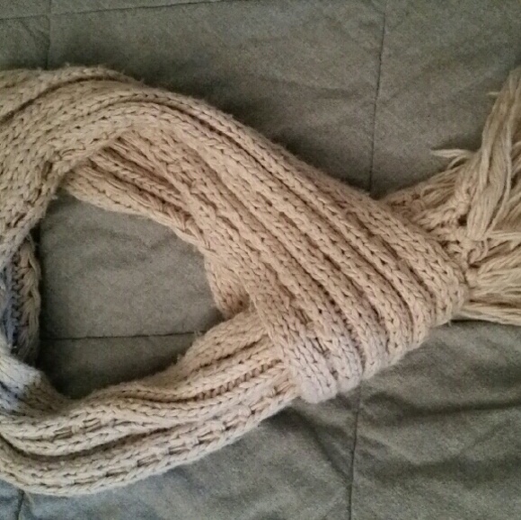 Beige knit winter scarf