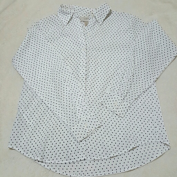 LOFT- White polka dotted shirt