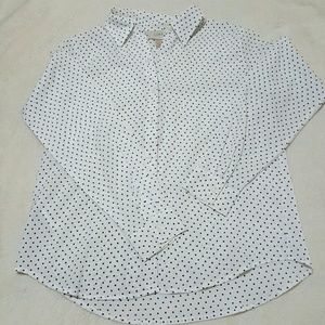 LOFT- White polka dotted shirt