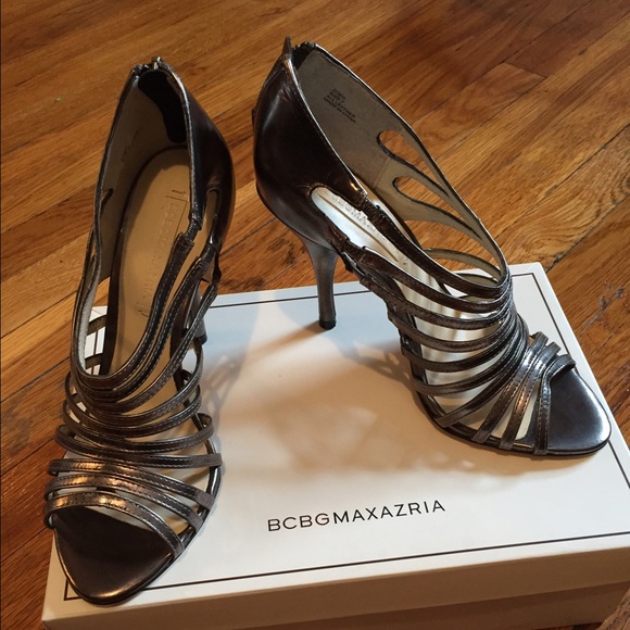 BCBGMaxAzria gunmetal metallic strappy sandals