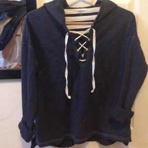 LOFT tie string hoodie