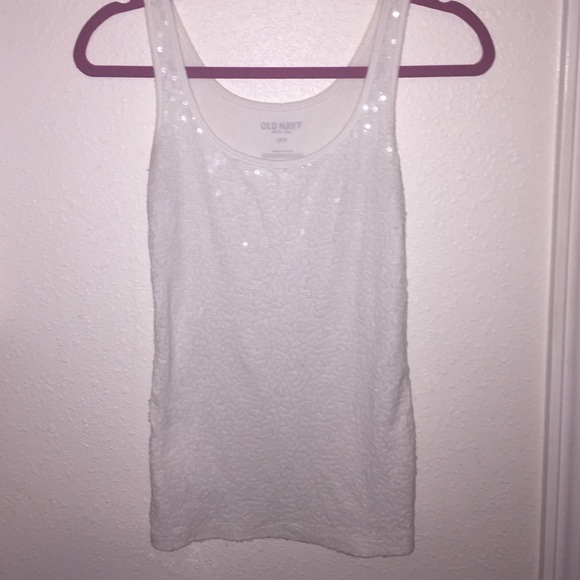 White sequin tank top
