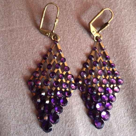 Purple & Gold Colored Earrings