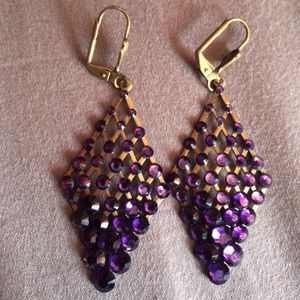 Purple & Gold Colored Earrings