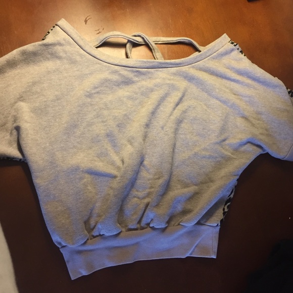 Beige/animal slouchy short sleeve sweatshirt