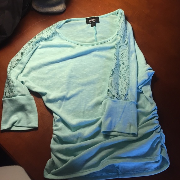 Aqua lace sleeve top