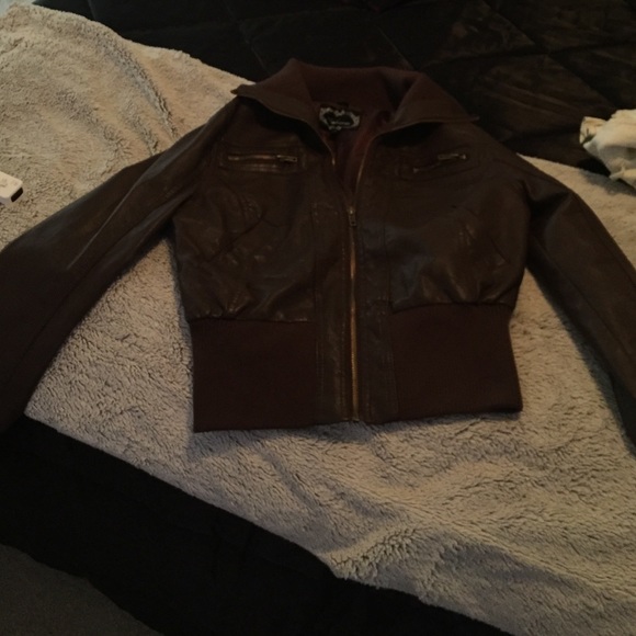 Wet Seal Jackets & Blazers - Brown Faux Leather Jacket