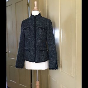 🍀 TAHARI tweed jacket outerwear Black size 8