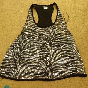 Sequence and sheer razorback shirt