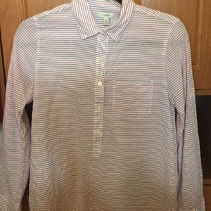 Jcrew collared gauzy popover- red/blue striped