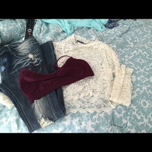 Lace Contempo Cream Long Sleeve top