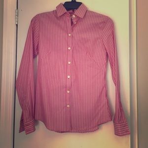 Banana Republic Pink and White Striped Button Down