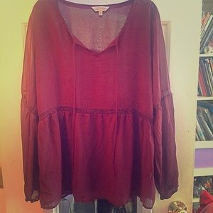SOLD Breezy Burgundy Blouse