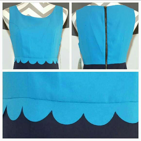 DRESS BLUE SCALLOPS BEAUTIFUL IN BLUE DRESS - Picture 3 of 3