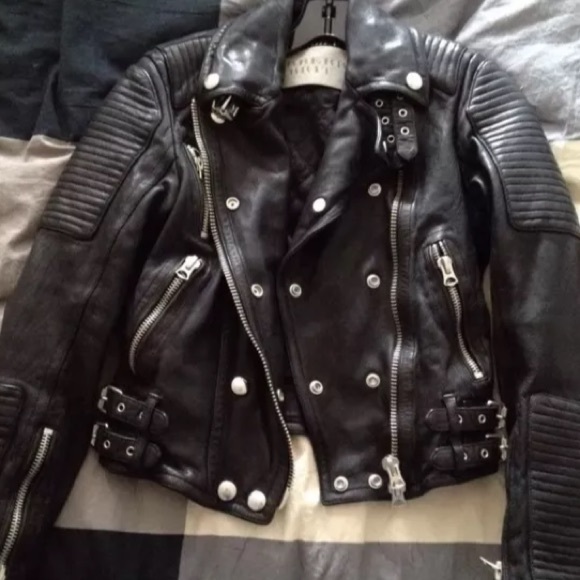 SOLD Burberry leather Moto jacket w/ tags - Picture 4 of 4