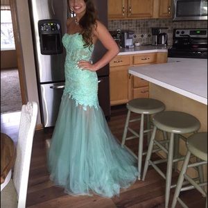 Beautiful strapless TEAL prom dress