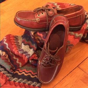 Brown leather loafers by Eastlands