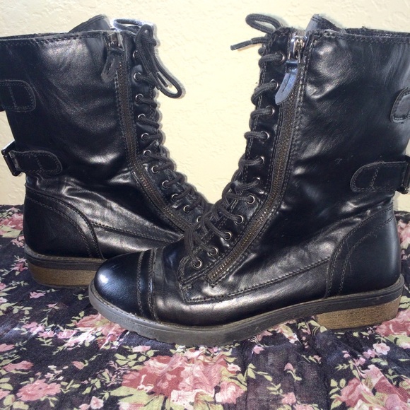 Black combat boots