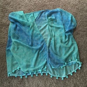 Blue Pom Pom Kimono / bikini cover