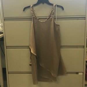 Chiffon layered blouse with gold chain accent