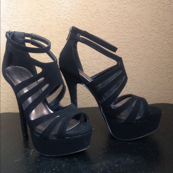 Charlotte Russe Black Strappy Heels