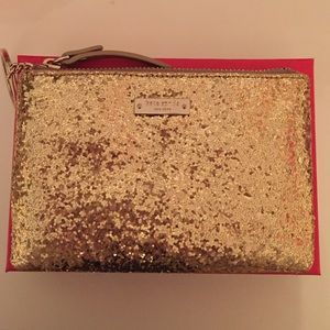 Kate Spade Gold Glitter Card Holder Pouch/Keychain