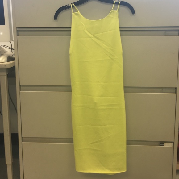 Lime green open back dress