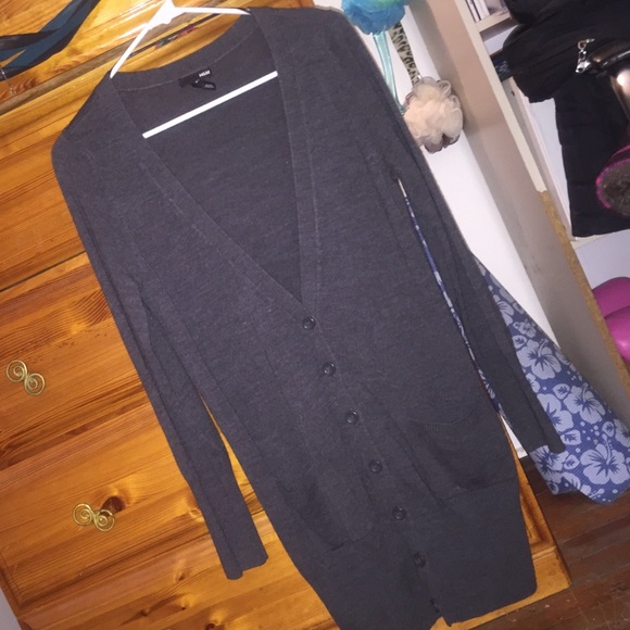 H&M Long Grey cardigan w/ pockets