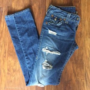 True Religion ripped Billy Straight Leg Jean