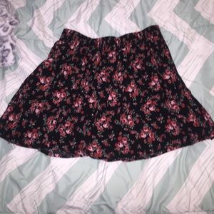 Red flower high waisted skirt