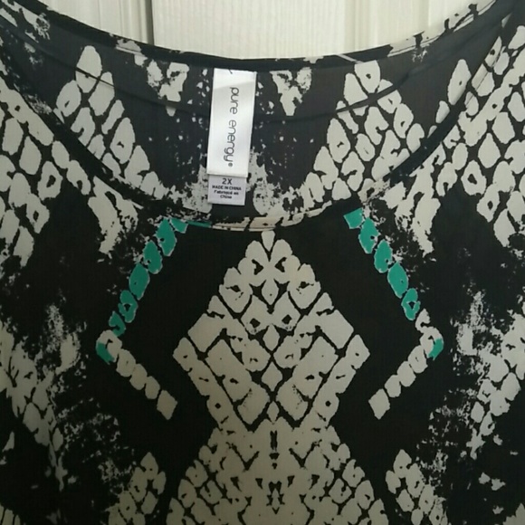 Print Blouse in Black/Turquoise - Picture 3 of 3