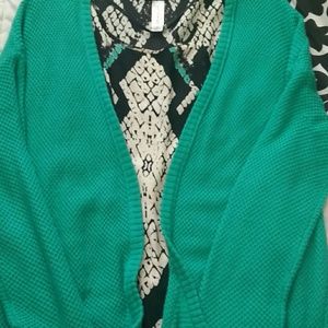 Print Blouse in Black/Turquoise