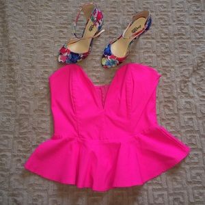 NWT Hot pink Peplum top