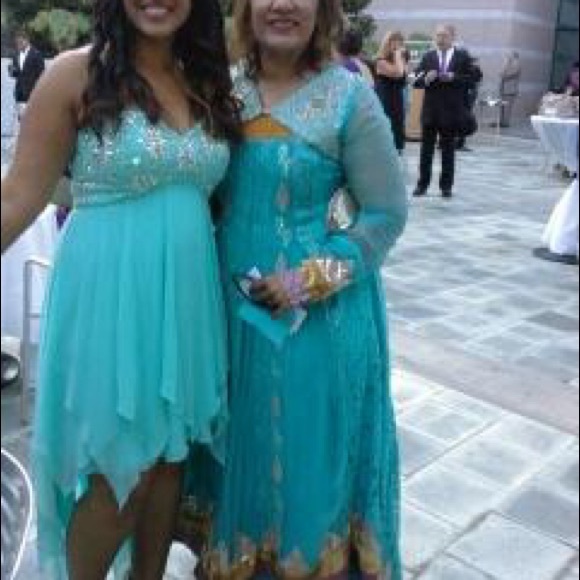 Windsor Hi low dress gown rhinestones light blue