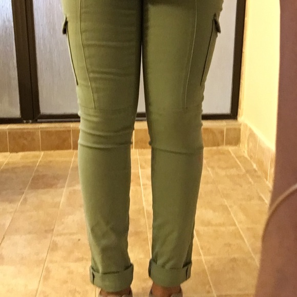 Army green skinny jeans