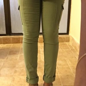 Army green skinny jeans