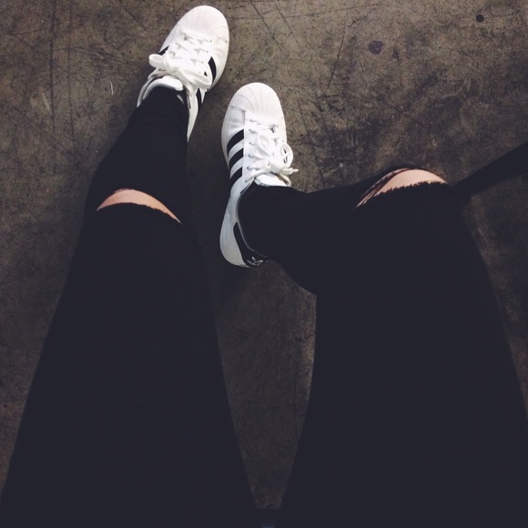 Black Knee Ripped High Waisted Jeans