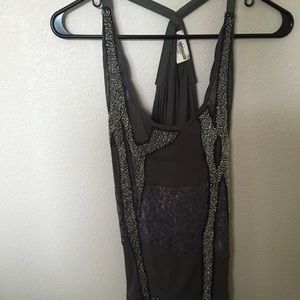 Beaded long cross-back tank