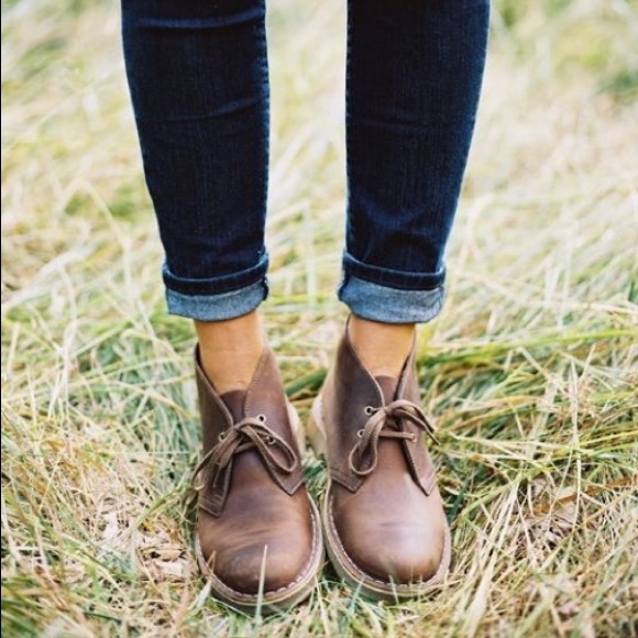 Brown leather clarks